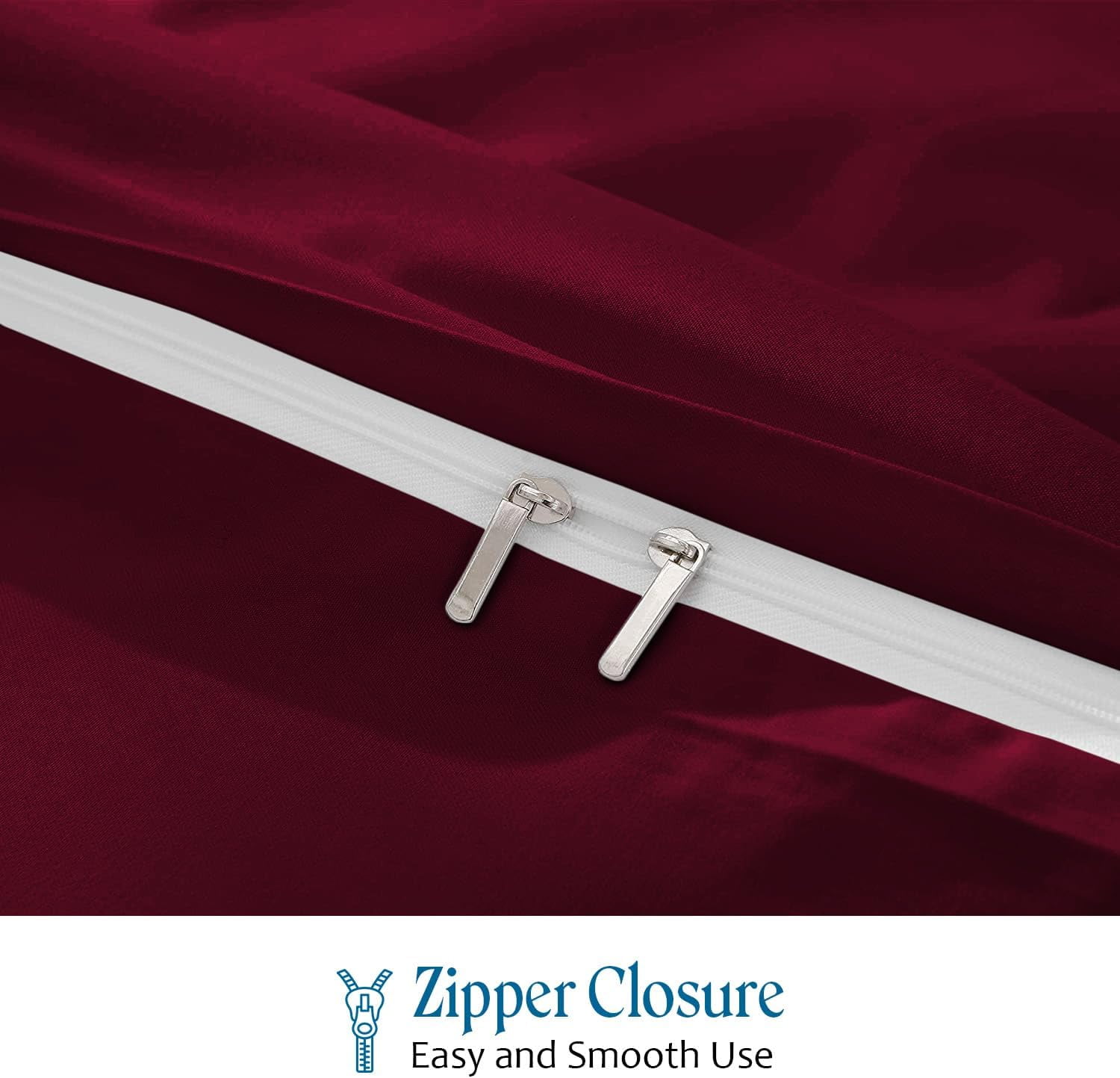 500 TC 100% Egyptian Cotton Duvet Cover Zipper Closur Ultra Soft Durable and Fade Resistant Color Burgundy Solid size Queen