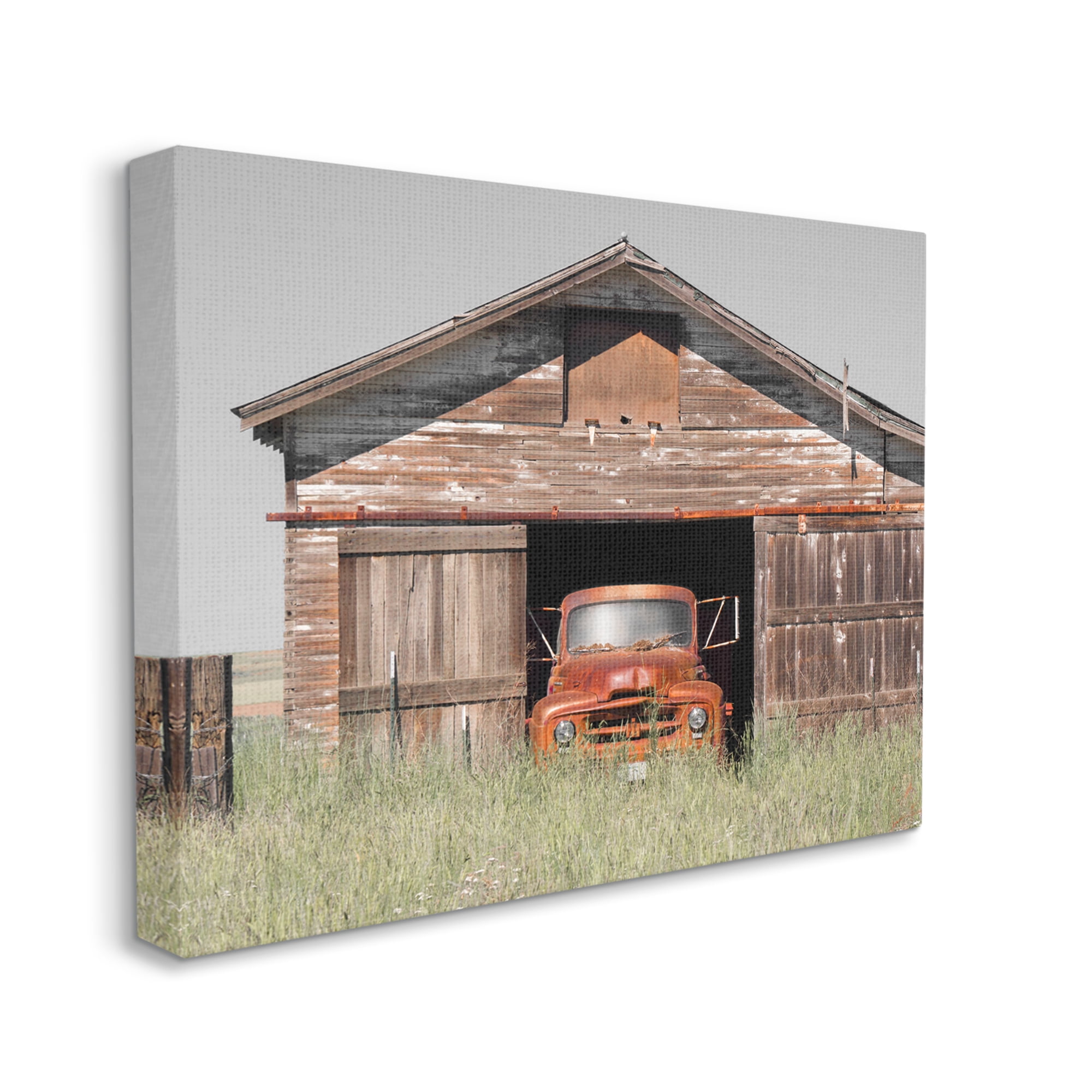 Stupell Industries Vintage Pickup Truck Weathered Country Barn Farmland Painting Gallery Wrapped Canvas Print Wall Art, Design by Danita Delimont