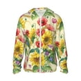 thumbnail image 2 of Uemuo Sunflower Cornflower Poppy Pattern Women's Full Zip UPF 50+ Sun Protection Hoodie Jacket Long Sleeve Sun Shirt Hiking Outdoor Performance with Pockets-Large, 2 of 9
