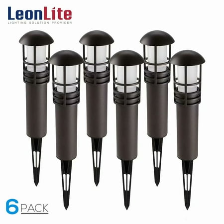 Copper Low Voltage Landscape Light (LEONLITE 6 Pack 3W LED Landscape Light, 12V Low Voltage, Aluminum Housing with Ground Stake, Outdoor Pathway Garden Yard Patio Lamp, 3000K Warm)