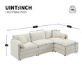 thumbnail image 3 of Harper & Bright Designs Plush Chenille Modular Sectional Sofa with Ottoman, L-Shaped 3 Seat Cloud Couch Set, Double Soft Cushions, Deep Wide Seating & Reversible Config for Living Room, Cream, 3 of 13