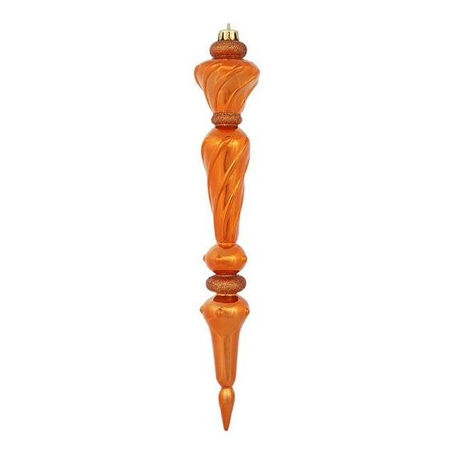 Vickerman M161218 12 in. Burnished Orange Shiny Icicle Drop Christmas Ornament 3 per Box