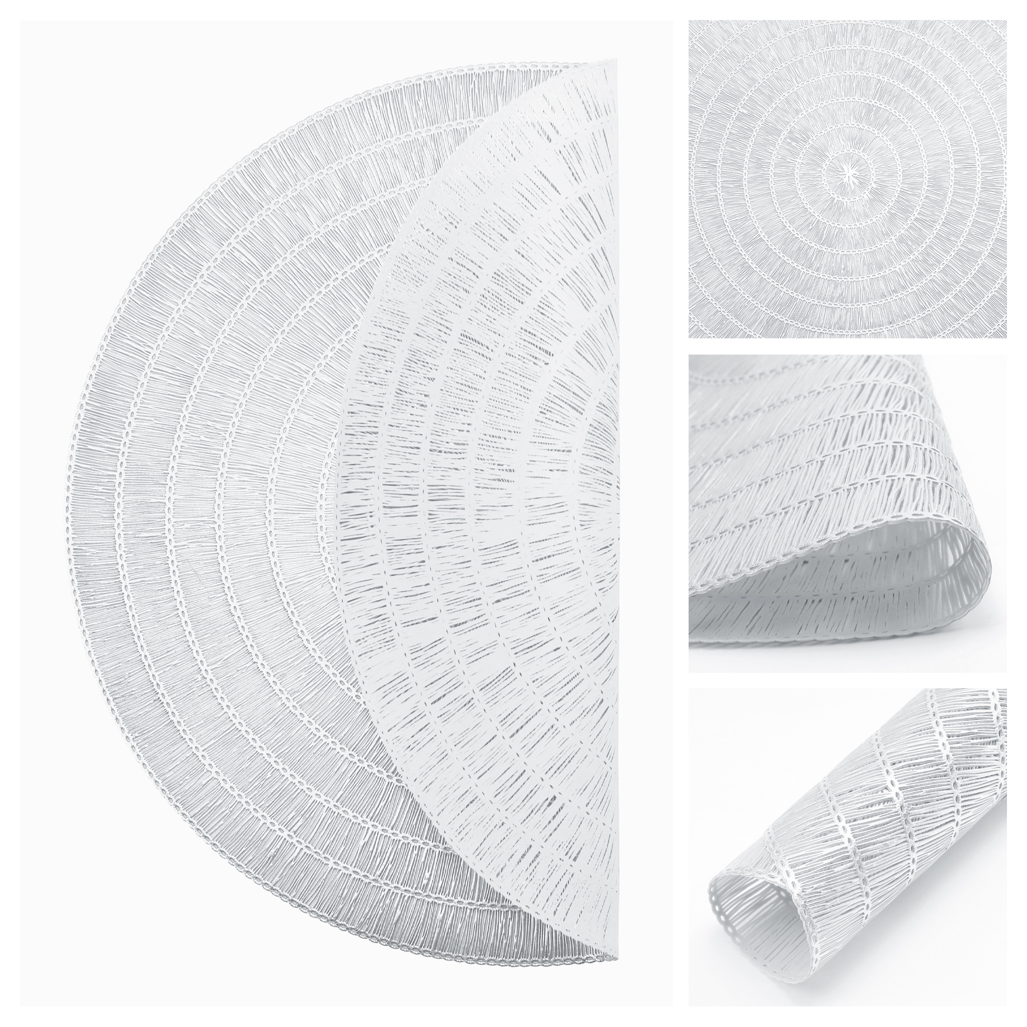 Unique Bargains Set of 6 Rustic Woven Placemats for Dining Table Decor Indoor Silver