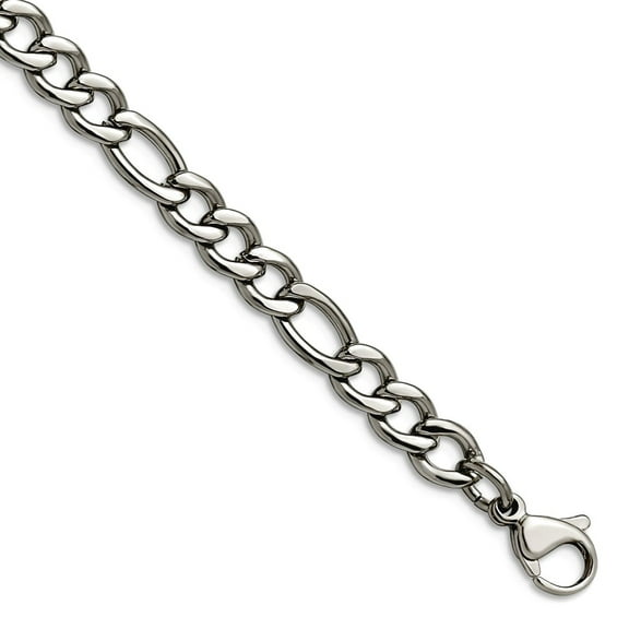 Stainless Steel Polished Fancy Lobster Closure 5.30mm Figaro Chain Bracelet 7 Inch Jewelry for Women