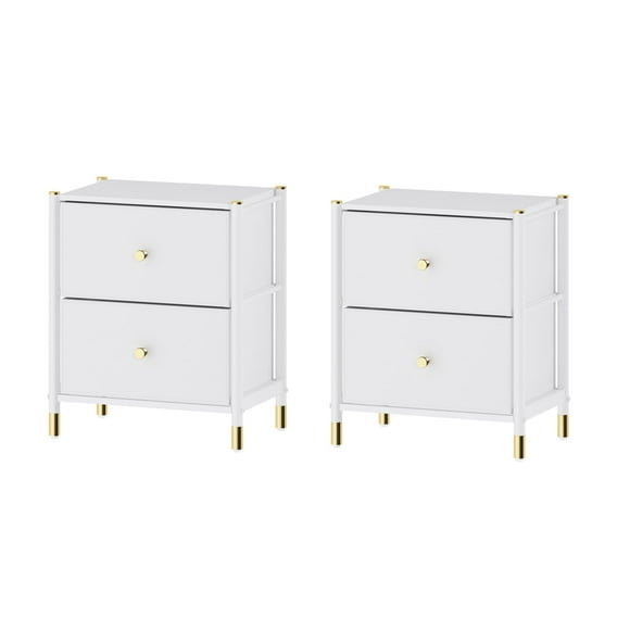 DECOMOMO Nightstand With Drawers | 2-Tier | End Table Storage with Baskets (Pack of 2)