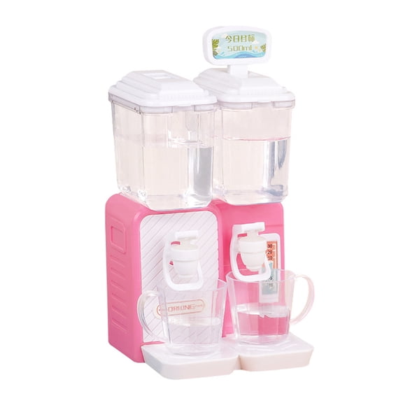 Primegos Cute Mini Water Dispenser Toy Simulation Water Dispenser Cartoon Kitchen Drinking Fountain Baby Kids Playing House Toys with Separate Tanks