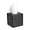 Grid Black, variant on ABCISI Tissue Box Cover with Storage Tray, Black Leather-Textured Square Tissue Holder with Side Dispensing Opening, 6.1 x 5.7 x 6.6 Inch Organizer for Bathroom, Bedroom and Office