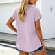 thumbnail image 5 of Camisetas de Manga Corta Extra Larga para las Mujeres Blusa con Cuello en V Azul Claro, 5 of 8