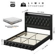 thumbnail image 5 of Hiphuta Full Size Floating Upholstered Beds with LED Lights, Velvet Leather Sturdy Platform Bed with Charging Station & Button Tufted Headboard Storage, Black, 5 of 10