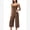 Brown, variant on IDOPIP Workout Sets for Women Two Piece Halter Tank Top Sports Bra Matching Wide Leg Capri Flared Gauchos Pants Gym Cropped Leggings Athletic Running Work Yoga Pilates Outfits