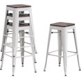 24" Metal Counter Height Bar Stools Stackable Backless Barstools with