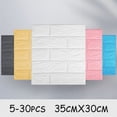 thumbnail image 2 of 5-30 piezas 35 cm * 30 cm DIY autoadhesivo 3D pegatinas de pared para dormitorio impermeable decoración del hogar fondo de pantalla de ladrillo de espuma, 2 of 5