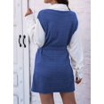 thumbnail image 2 of Womens Sweater Vest Dress Pattern Knitted Pullovers Sweaters V Neck Tie Waist Tank Sweater Dress Blue M, 2 of 8