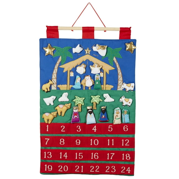 Vermont Christmas 189908 Nativity Fabric Advent Calendar - 16 x 20 in.
