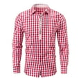 thumbnail image 4 of Shirts for Men Long Sleeve Plaid Embroidery Oktoberfest Tops Comfortable Loose Fit Button Down Collared Mens Dress Shirts, 4 of 9