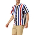 thumbnail image 4 of MODA NOVA Big & Tall Men's Summer Vertical Stripe Print Button Down Shirt White Blue Black LT, 4 of 6