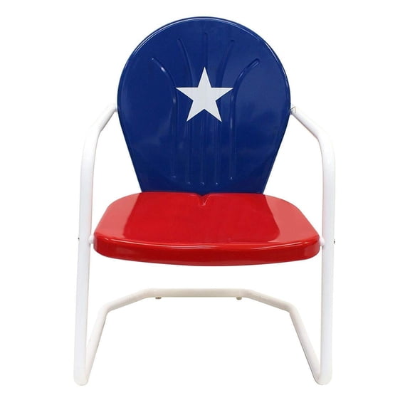 Leigh Country Texas Mid-Century Retro Steel Solid Print Armchair, White/Multicolor/Red/Blue