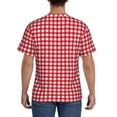 thumbnail image 3 of Vsdgher Red Checkboard Print Men's Dry Fit Mesh Athletic Shirts Moisture Wicking Tennis T-Shirt Tops, 3 of 9