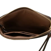 Coach Women's Small Corner Zip Wristlet in Signature Canvas (Tan / Brown)