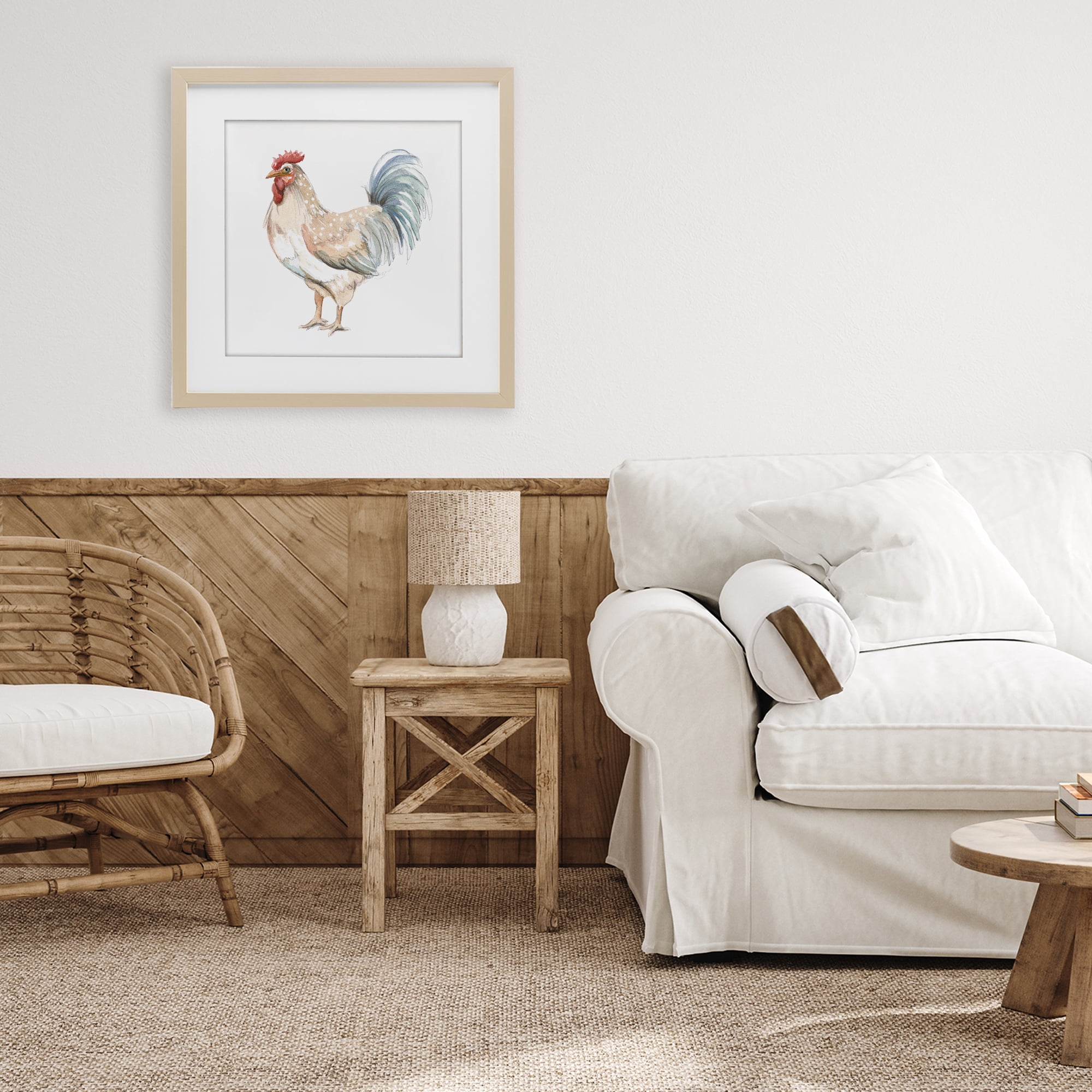 Stupell Industries Watercolor Rooster Sketch Birch Framed Print Under Glass, design by Patricia Pinto