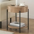 thumbnail image 5 of Round Farmhouse End Table with Drawer – Wooden Circle Side Table with Metal Frame, Ideal Nightstand for Living Room, Bedroom & Small Spaces, 5 of 7