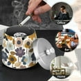 thumbnail image 4 of Yayeee Ashtray with Lid for Cigarette Smokeless Stainless Steel Home Ash Holder, Colorful Floral, 4 of 7