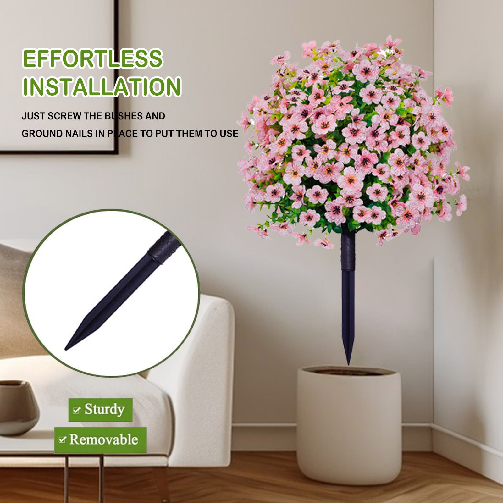 CY5O5ee 2PCS Artificial Flowers for Outdoors 23.62in Artificial SpikePlants Flowers Colorful Flowers Spring Decor for Porch Patio Home Yard Garden Window Box Pot Planters