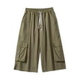 thumbnail image 4 of XDZJLR Men Shorts Denim with Pockets Oversize Knee Length Fashion Leisure Loose Straight Short Green M, 4 of 7