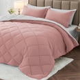thumbnail image 1 of MUXHOMO 7 Pieces King Size Comforter Set, Reversible Bed in a Bag King, All Season King Bedding Set with Comforter, Flat Sheet, Fitted Sheet, Pillowcases & Shams, Pink & Light Grey, 1 of 18