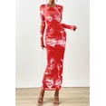 thumbnail image 4 of Vestido PRETTYGARDEN 2025 de manga larga ajustado con fruncido rojo Talla S, 4 of 8