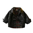 thumbnail image 3 of WOLLED Boys Lapel Leather jacket 1-12Y Kids Toddler Casual Coats Baby Button Jacket, 3 of 10