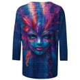thumbnail image 5 of Mardi Gras Sweatshirt for Women Plus Size 3/4 Sleeve Striped Fat-Tuesday T-Shirt Funny Graphic Crew Neck New-Orleans Carnival Party Tee Tops Festival Outfits, 5 of 6