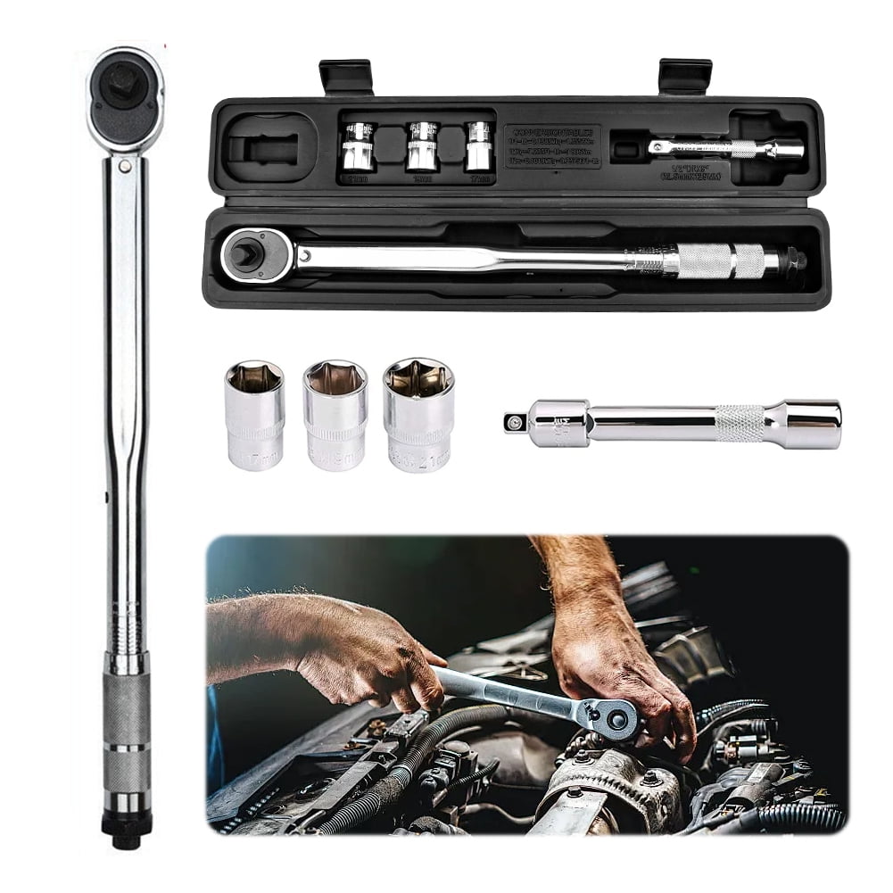 BLEEUS 1/2-Inch Drive Click Torque Wrench Adjustable Torque Wrench Metal for Car Repair （）