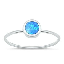 CHOOSE YOUR COLOR Blue Simulated Opal Ring .925 Chic Sterling Silver Band CZ Female Size 3