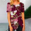 Chemises à Manches Courtes pour Femmes Mode Tendance Été Col Rond Loisirs Manches Courtes Imprimé Hauts Imitation Coton Hauts d'Été 2023 Hauts Blouses pour Femmes