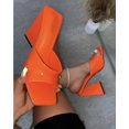 thumbnail image 1 of Open Square Toe Heels One Strap Slip On Sandals for Women Chunky Block Heeled Sandals, 1 of 2
