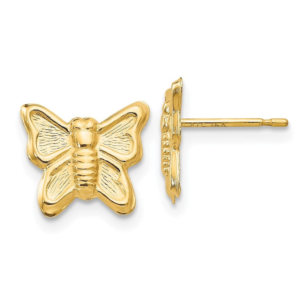 14K Diamond-cut Butterfly Earrings in 14k Yellow Gold