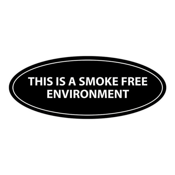 Oval THIS IS A SMOKE FREE ENVIRONMENT Sign (Black) - Small 2x5"