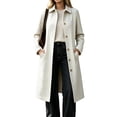 thumbnail image 4 of Cmfcve Womens Gingham Plaid Long Overcoat Button Front Business Casual Coat Fall Winter Collared Outerwear, 4 of 7