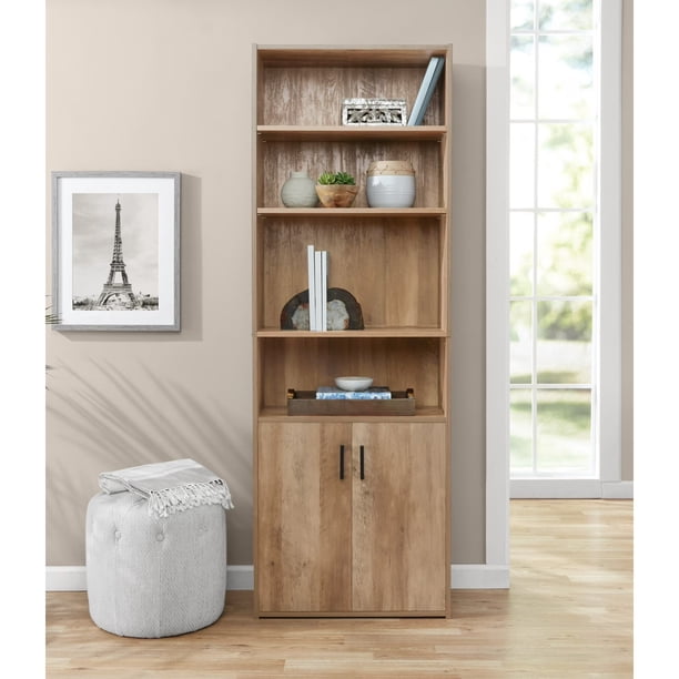 Mainstays Traditional 5 Shelf Bookcase with Doors - Walmart.ca