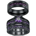 thumbnail image 1 of Matching Rings His Her Rings Couple Rings 1CT Purple CZ Women Wedding Ring Sets, 1 of 6
