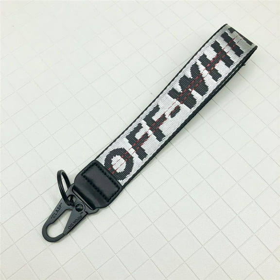 Fashion Off-White Keychain Canvas Embroidered English Letters Car Key Pendant