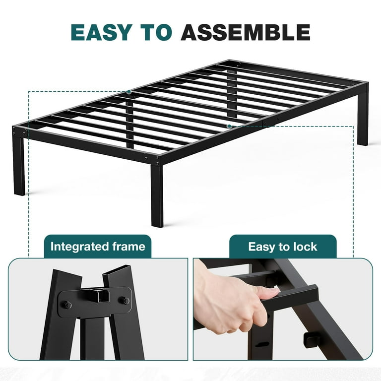 ZUNMOS 14 Inches Twin Bed Frame, Heavy Duty Metal Platform