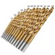 thumbnail image 4 of Juego de 13 brocas helicoidales de vástago redondo de 1,5 a 6,5 mm, de acero rápido (HSS) con revestimiento de titanio para carpintería y metal., 4 of 5