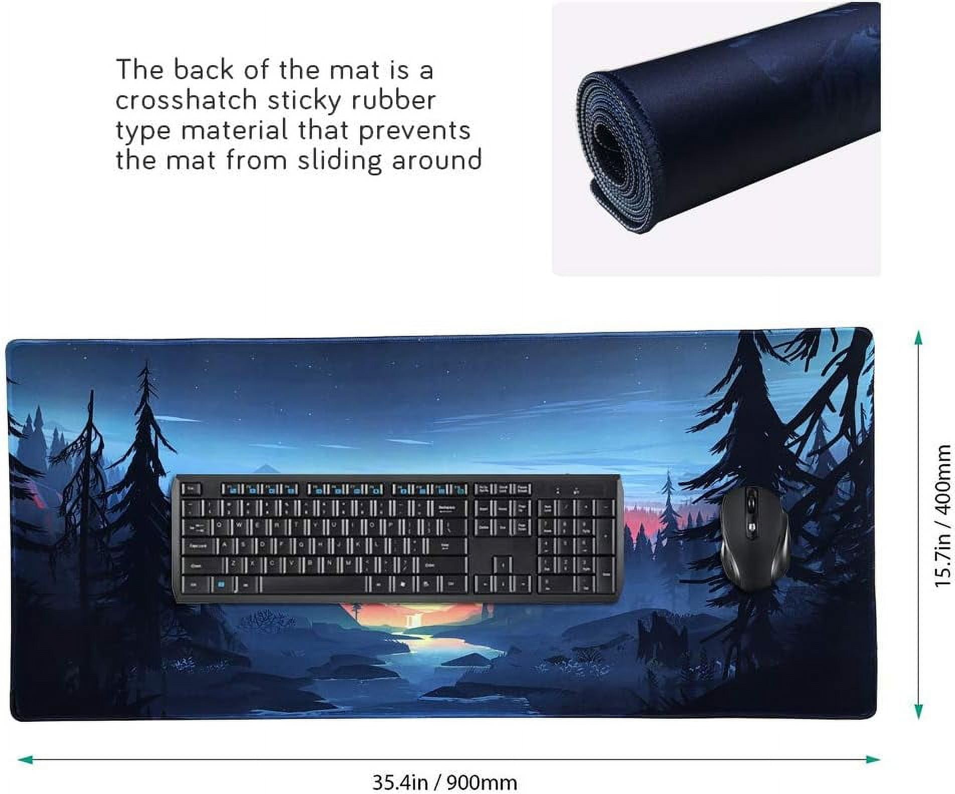 Large Gaming Mouse Pad, Extended XXL Desk Pad & Non-Slip Rubber Mat for Mice and Keyboard with Stitched Edges （90x40 Fengjing）