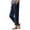 Navy, variant on Ruimatai Women's High Waist Pants with Pockets, Solid Color Ruffle Hem Elastic Waistband Casual Trousers for Daily Wear and Work