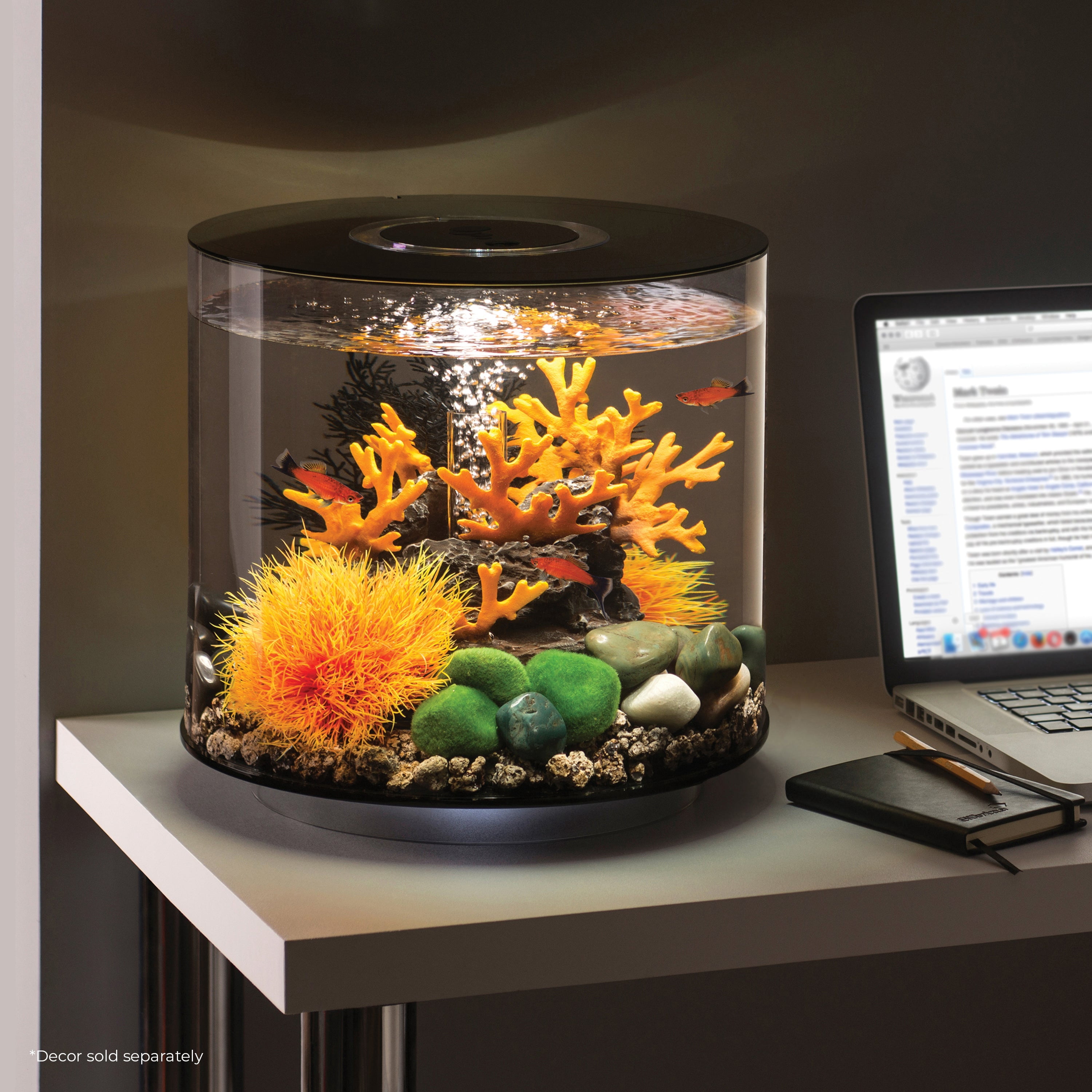 biOrb TUBE 15 Aquarium with Standard Light - 4 gallon, black