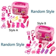 Somnr Kids Beauty Salon Set Toys Little Girl Makeup Kit Pretend Play Hair Station with Case, Hairdryer, Brush, Mirror & Styling(17pcs)