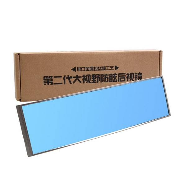 GOOHOCHY Universal Car Rear View Mirror Wide Angle Blue Glass Panoramic Anti-dazzling Interior Rearview Mirror Large Vision 280mm Curved Mirror (Grey)