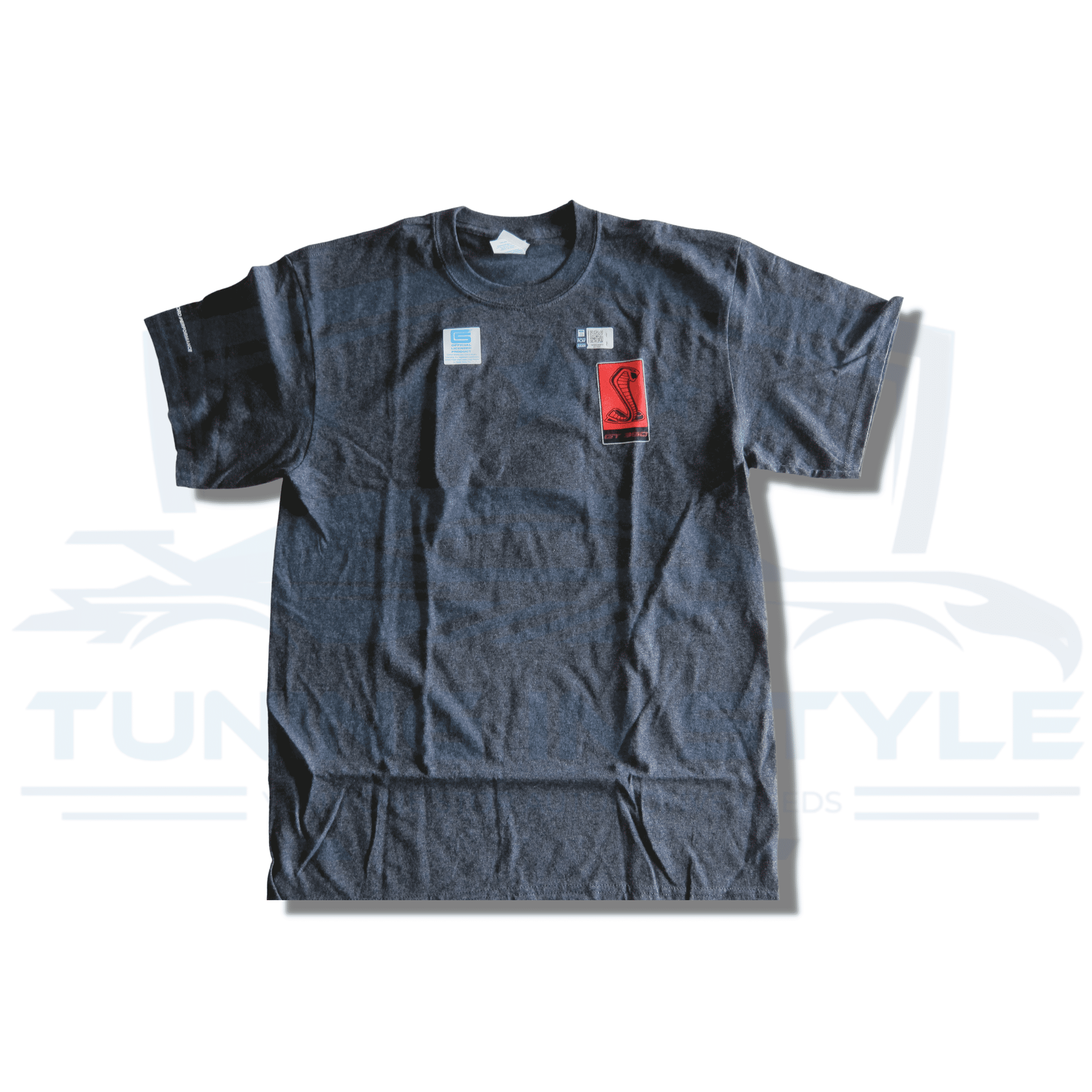 Ford Mustang GT350 Shelby Cobra Logo Cotton T-Shirt Gray Official Licensed (XL)